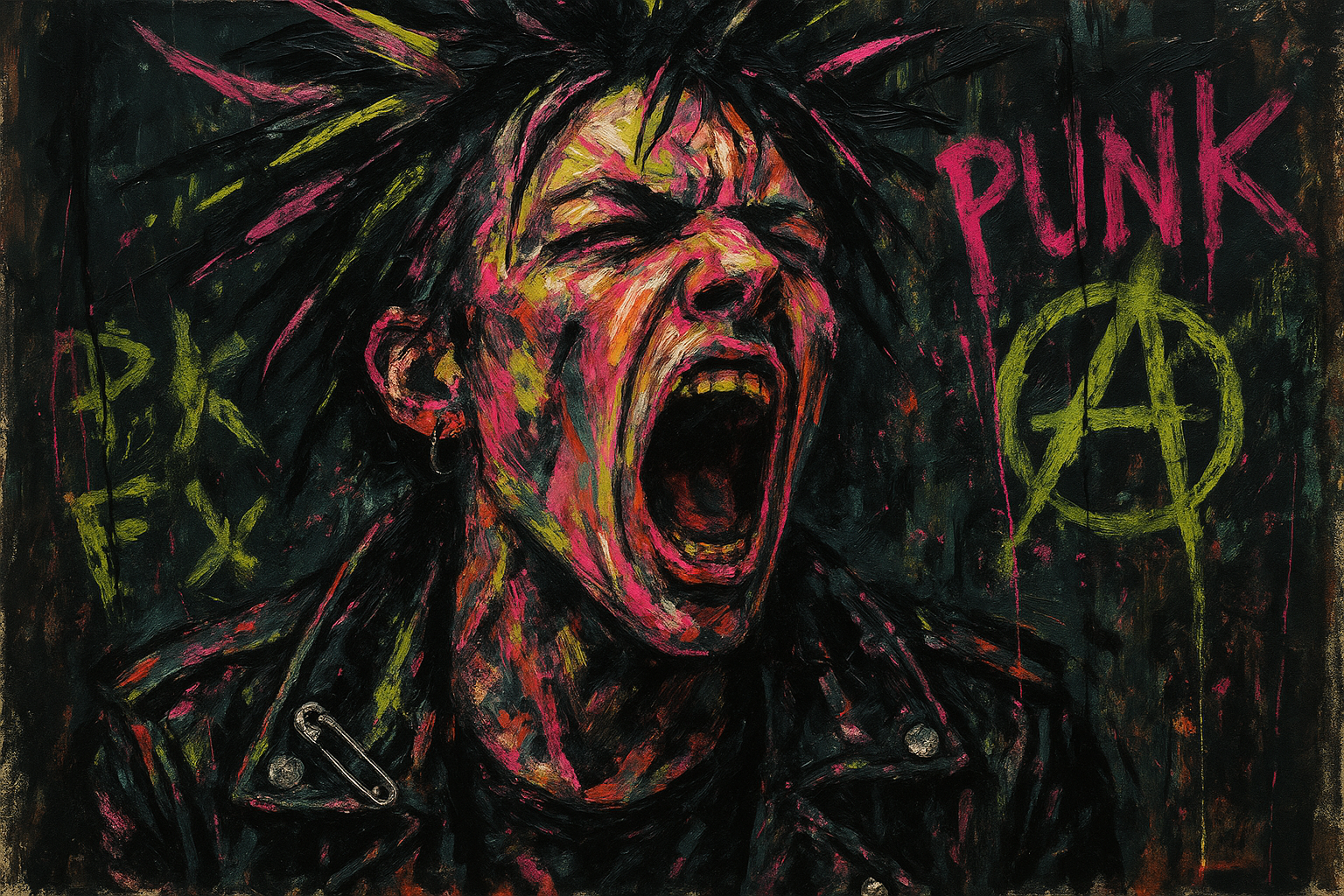 Punk painting of someone screaming